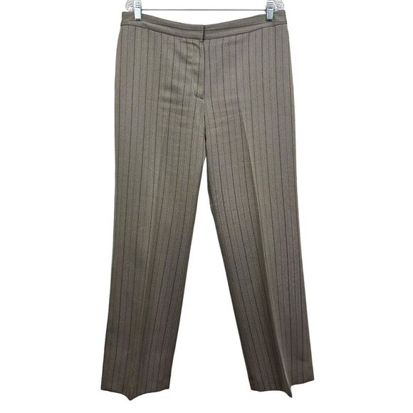Evan Picone Womens Dress Pants Stripe Flat Front Slash Pockets Lined Taupe Sz 14 - Picture 1 of 6